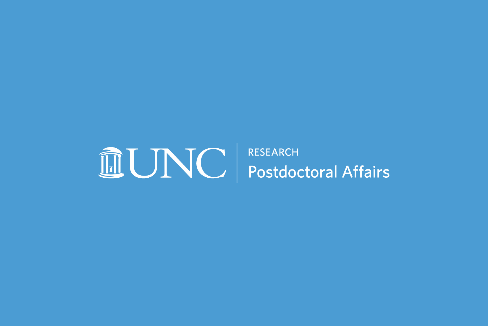 Image of the Office of Postdoctoral Affairs logo on a Carolina blue background.