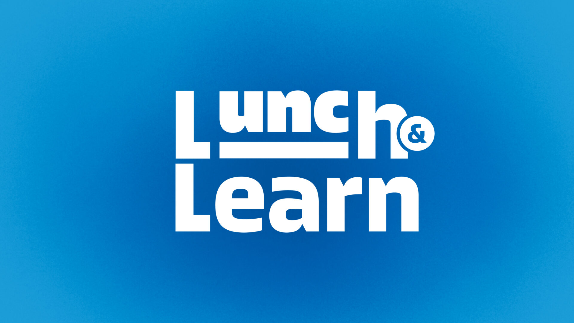 Lunch and Learn logo on blue.